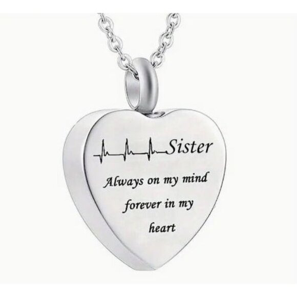 Jewelry - Sister Memory Heart Cremation Urn Pendant Necklace For Ashes